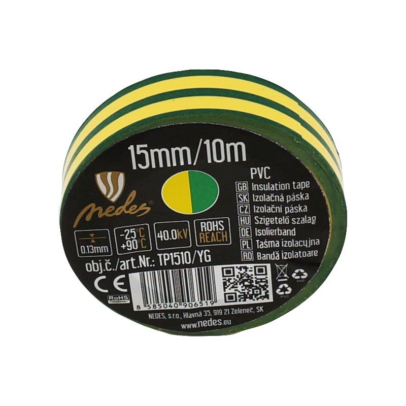Insulation tape 15mm / 10m yellow / green - TP1510/YG